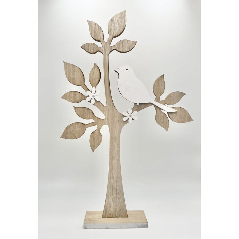 Albero della vita in legno con uccellino 44.5x7x47.5 cm