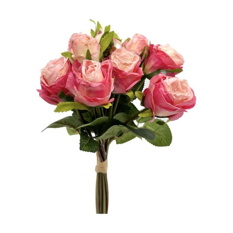 Fiori Artificiali Bush Bouquet da 13 ROSE bocciolo colore FUXIA