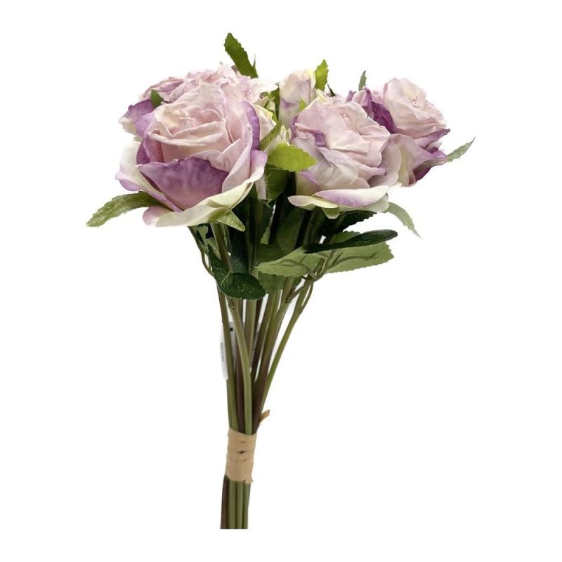 Fiori Artificiali Bush Bouquet da 13 ROSE bocciolo colore LILLA