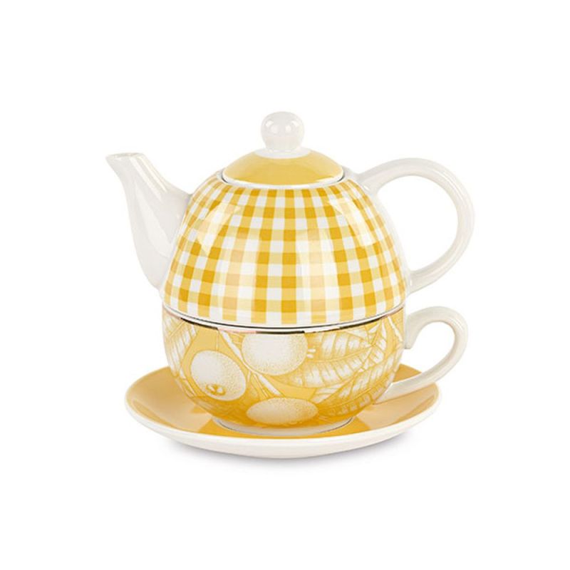 TEIERA con tazza in ceramica colore GIALLO 15X16 CM