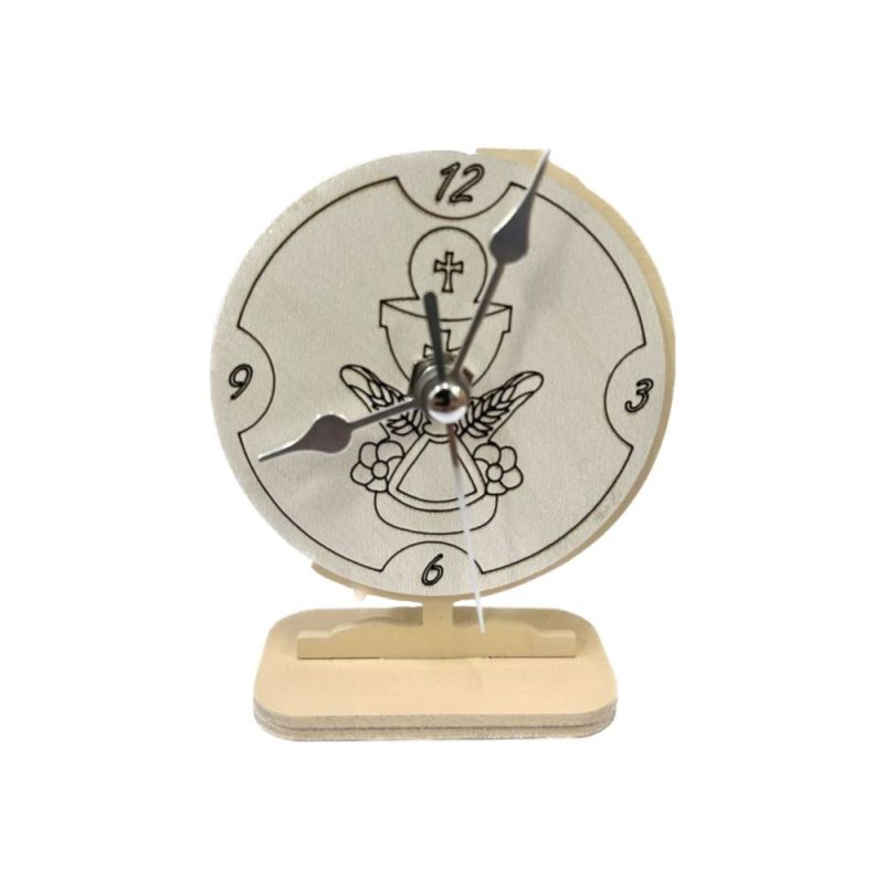 Orologio legno MADE IN ITALY con CALICE COMUNIONE 10 cm Bomboniera