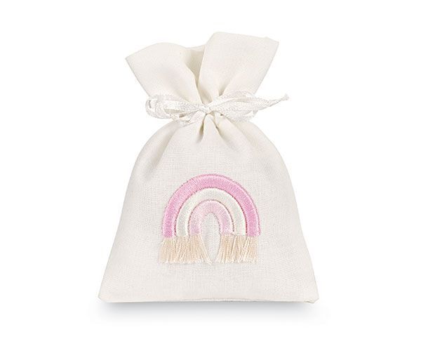 Sacchetto portaconfetti ARCOBALENO ROSA 14x10 cm BOMBONEIERA