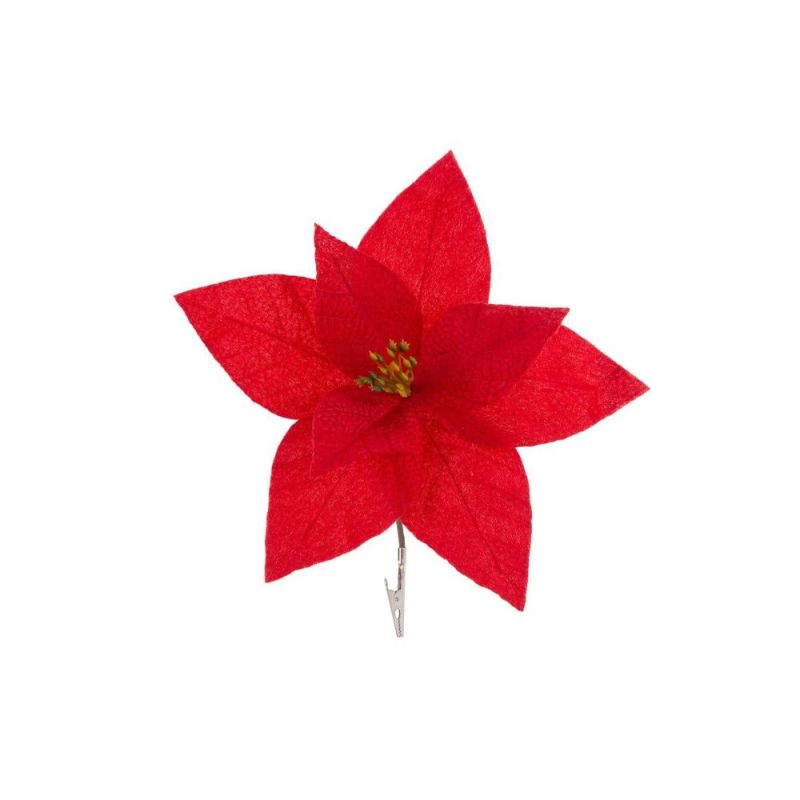 Decorazione ALBERO DI NATALE Stella di natale ROSSA con clip 30x11 cm