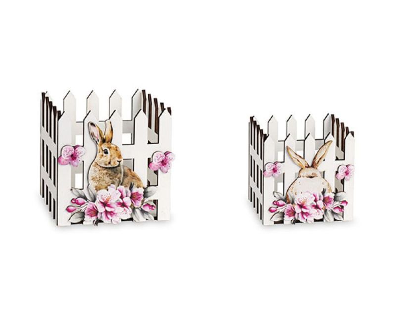 Set 2 Cestini in legno CONIGLIETTO PASQUALE HANAMI idea regalo PASQUA