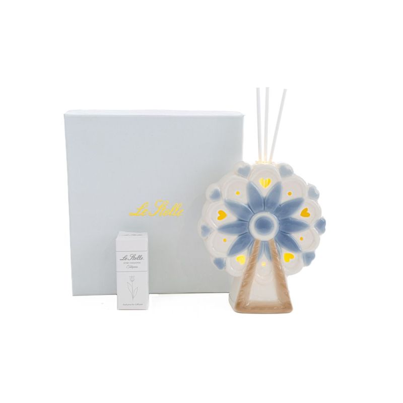 Profumatore RUOTA PANORAMICA celeste con luce led  BOMBONIERA