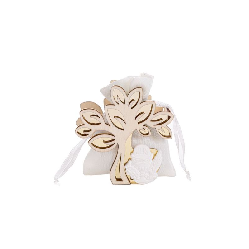 Scatolina legno portaconfetti ALBERO COMUNIONE ORO BOMBONIERA
