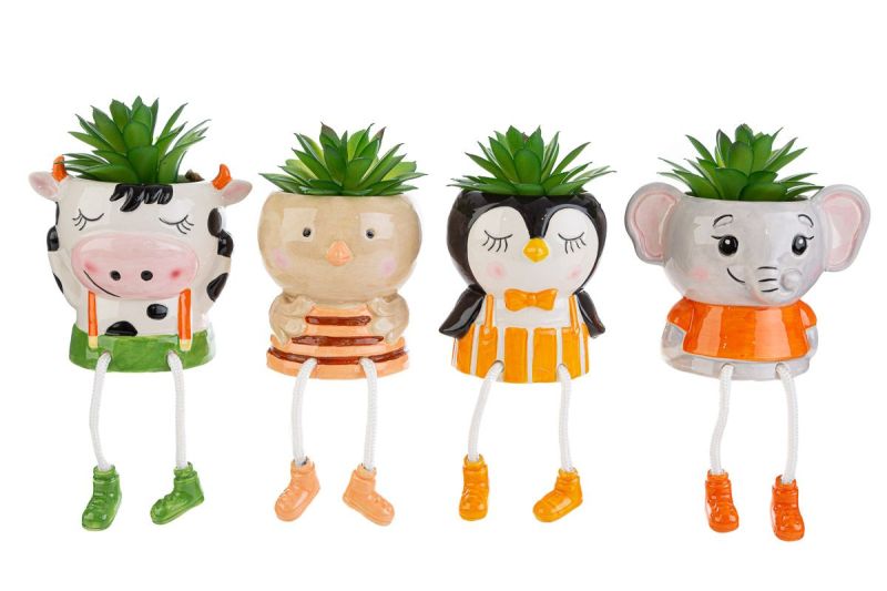 1 PZ Portapiantina ANIMALI ANIMALETTI ceramica per bambina BOMBONIERA