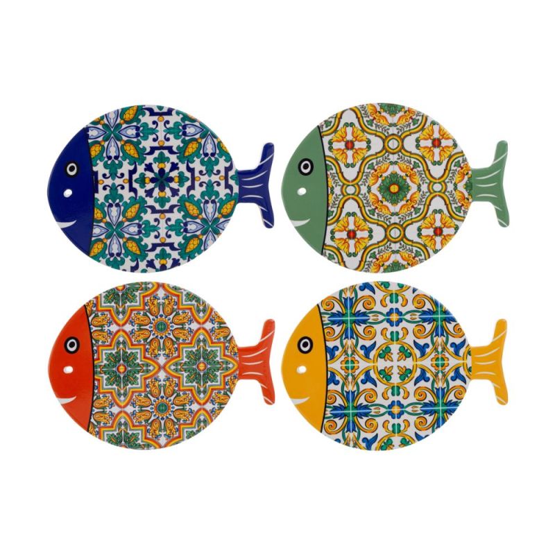 1 PZ Sottopentola in ceramica PESCE PESCIOLINO 21x28 cm BOMBONIERA