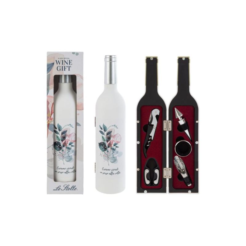 Bottiglia con 5 pezzi ACCESSORI VINO - Sorsi D'amore 32x7 cm BOMBONIERA