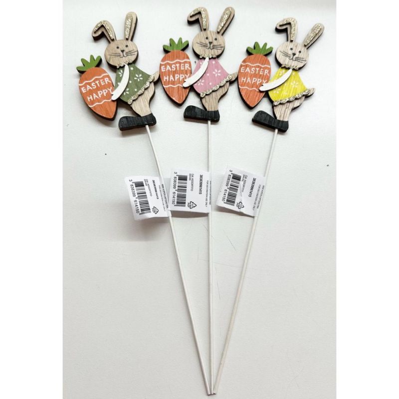 Set da 3 STICK PICK per piante CONIGLIO coniglietto pasquale con carota