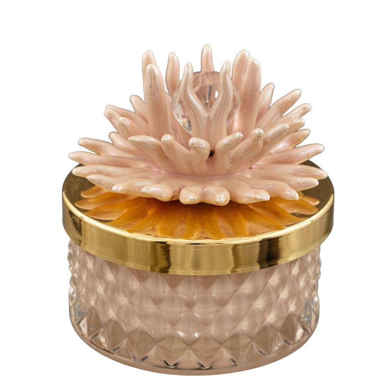 Candela diamond con CORALLO CIPRIA 8.5x8.5x9 cm BOMBONIERA