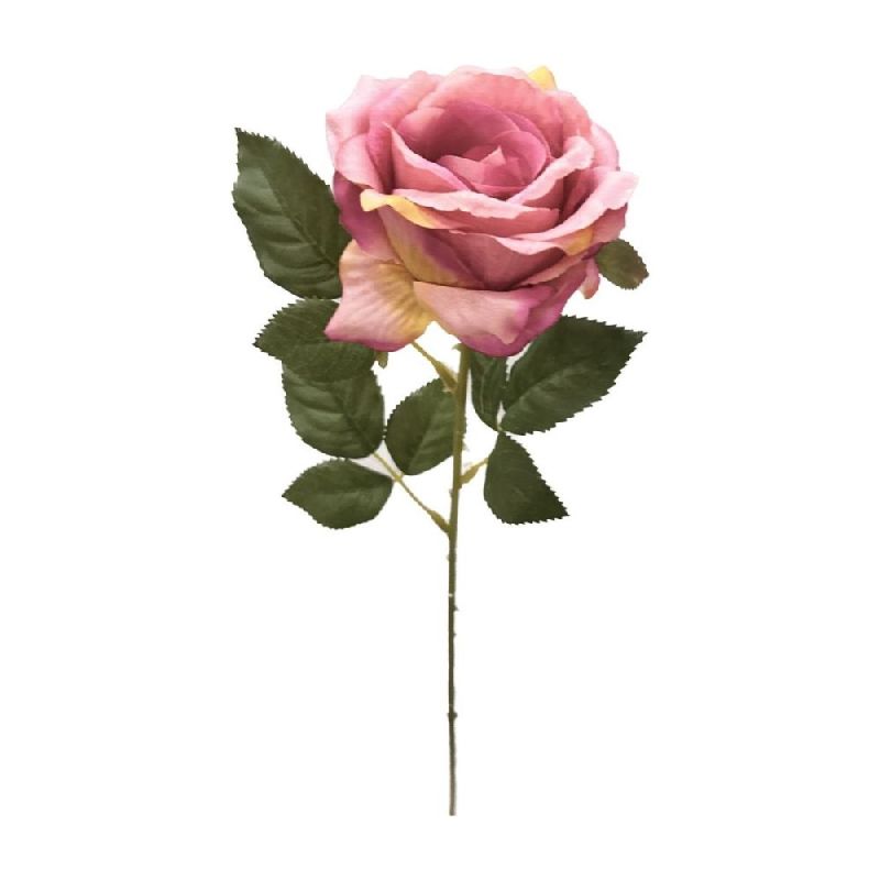 Fiore Artificiale ROSA APERTA con stelo colore BEAUTY PINK  60 cm