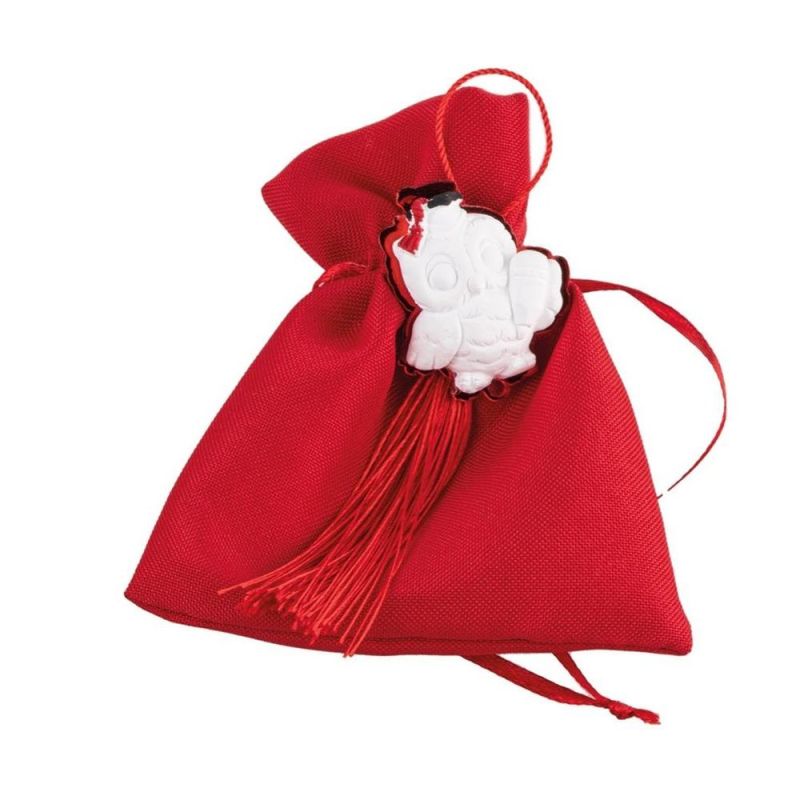 Sacchetto Portaconfetti rosso con gessetto GUFO plexi BOMBONIERA LAUREA
