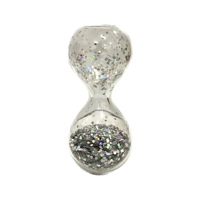 CLESSIDRA mini con GLITTER ARGENTO 3x6 cm BOMBONIERA