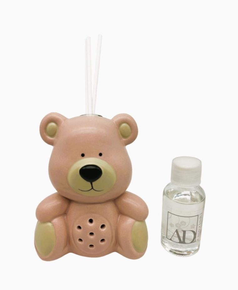 Profumatore ORSETTO ROSA con luce led 8.5x10.5 cm BOMBONIERA