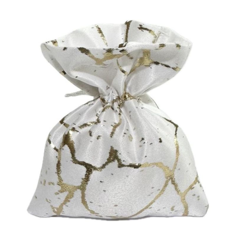 Sacchetto Portaconfetti fantasy BIANCO E ORO 11x13 cm BOMBONIERA