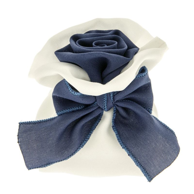 Sacchetto portaconfetti con ROSA e fiocco BLU bomboniera