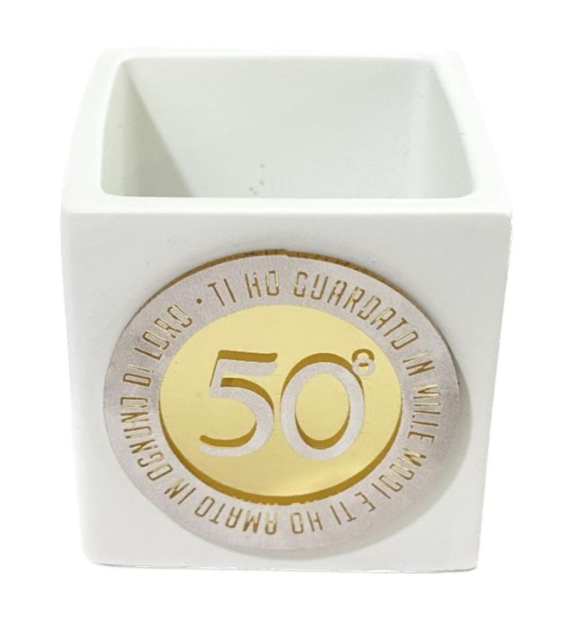 Vao Vasetto Portapiantine NOZZE D'ORO 6x6x6 BOMBONIERA made in italy