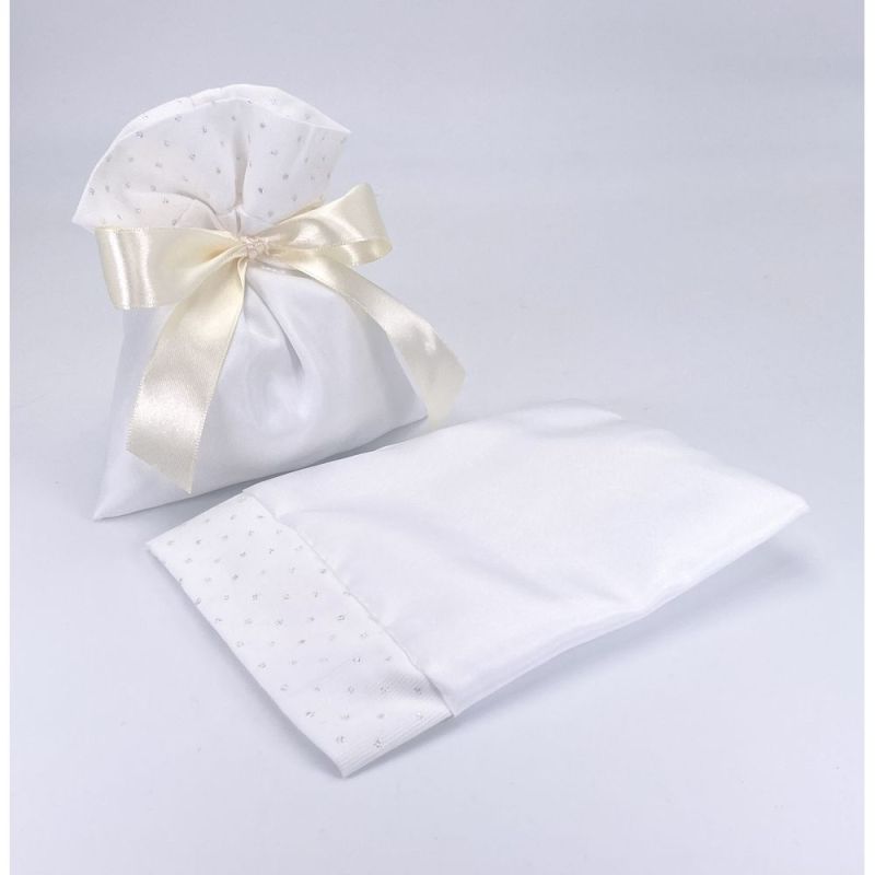 STELLA Sacchetto Portaconfetti BIANCO 18x13 cm BOMBONIERA made in italy