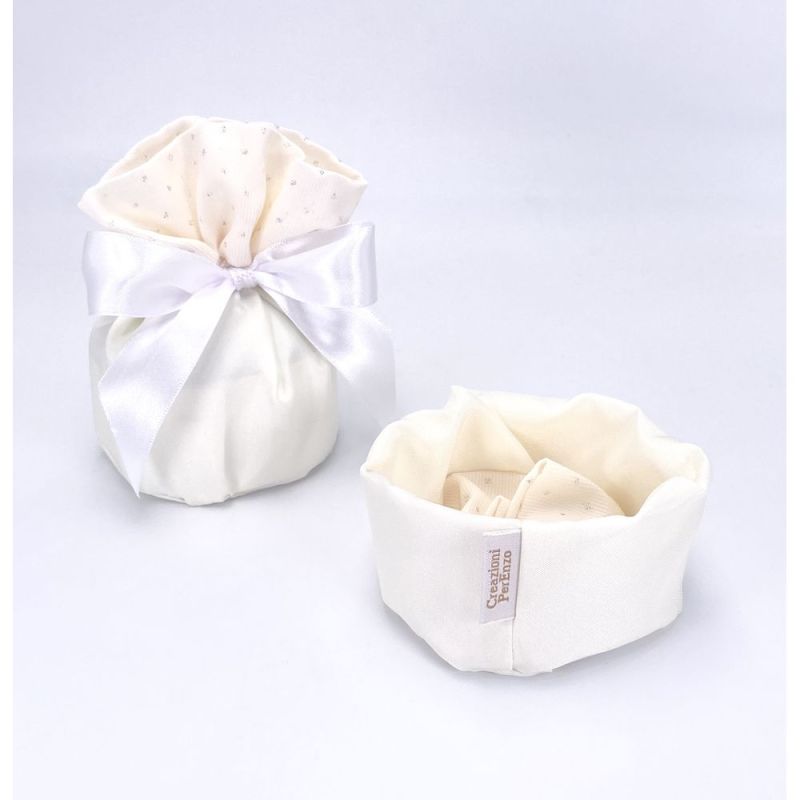 STELLA Sacchetto Portaconfetti PANNA 14x14x8 cm BOMBONIERA made in italy
