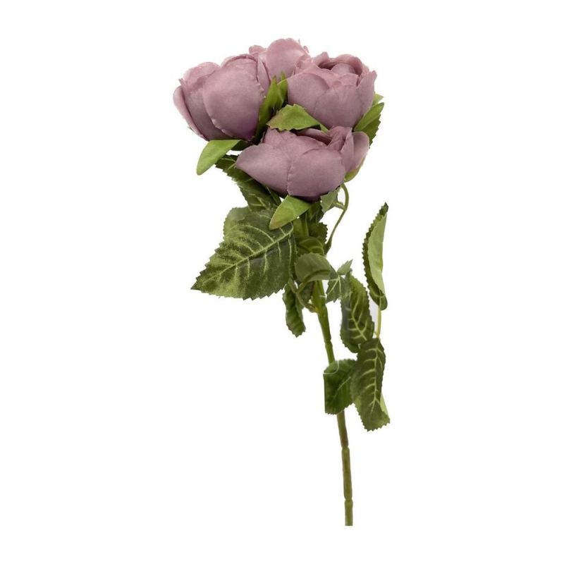 Fiori Artificiali Stelo con 5 BOCCIOLI DI ROSA colore LAVANDA 45 cm