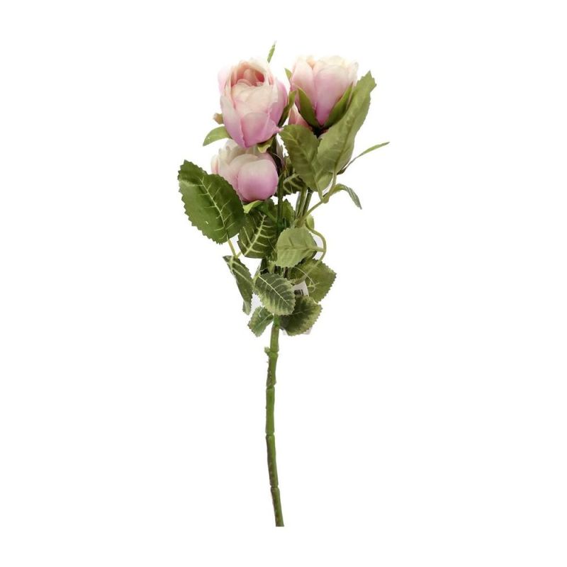 Fiori Artificiali Stelo con 5 BOCCIOLI DI ROSA colore AVORIO ROSA 45 cm