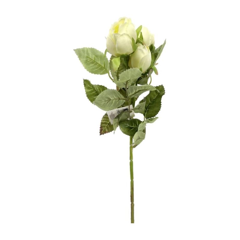 Fiori Artificiali Stelo con 5 BOCCIOLI DI ROSA colore CREMA 45 CM