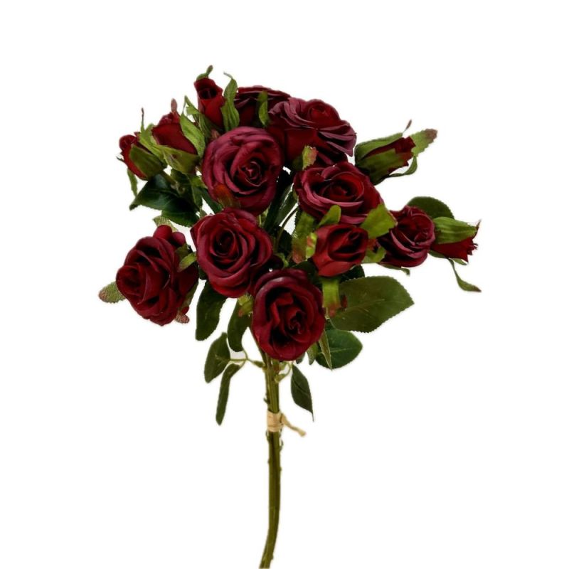 Bush Bouquet di ROSE artificiali colore ROSSO - 46 cm