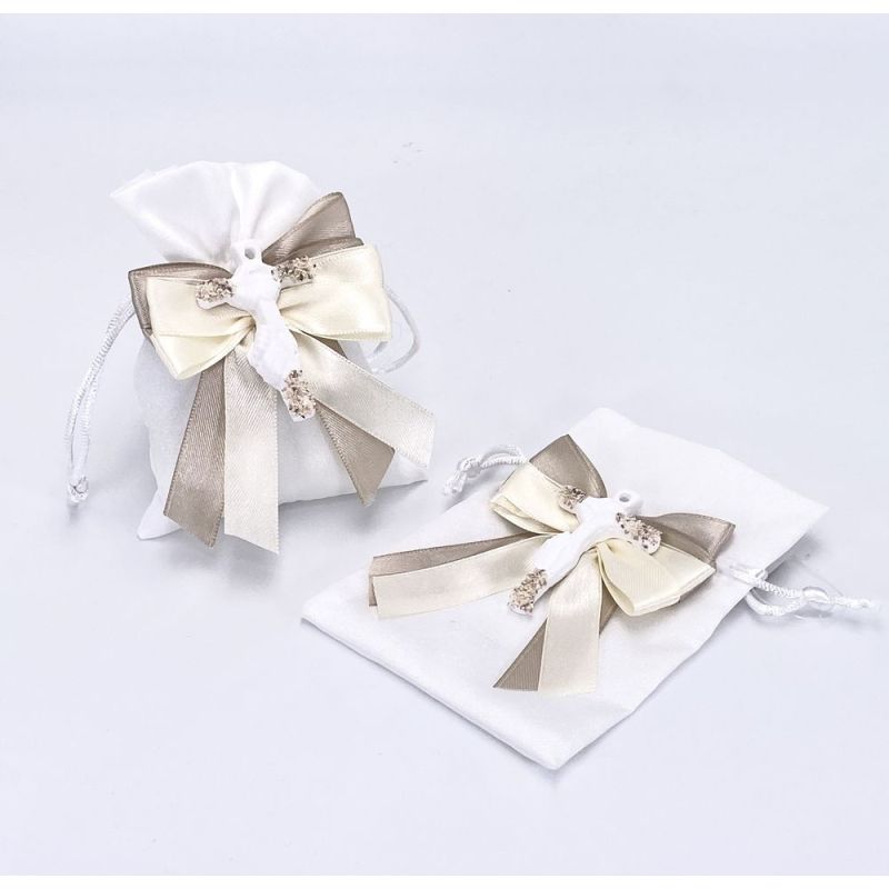 Sacchetto Portaconfetti 10X13 cm con CROCE con mani BOMBONIERA