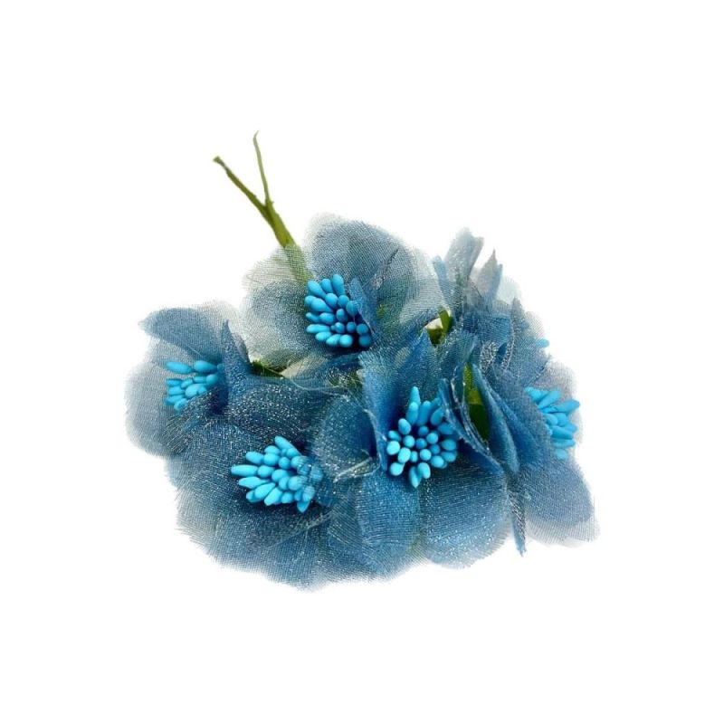 6 Fiori Artificiali Bomboniera in Organza con Pistilli 4 cm AVION
