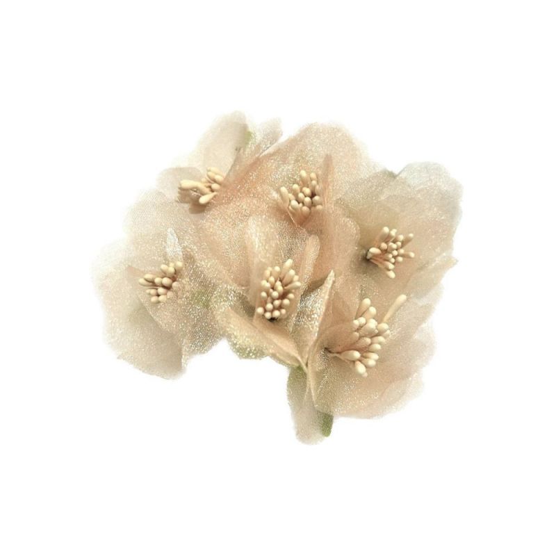 6 Fiori Artificiali Bomboniera in Organza con Pistilli 4 cm PESCA