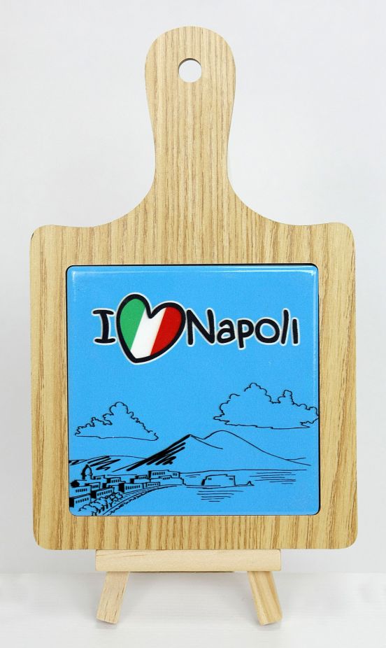Sottopentola in ceramica e legno decorazione NAPOLI 12x20cm BOMBONIERA