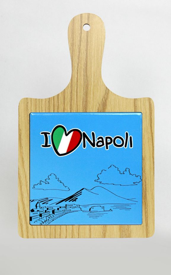 Sottopentola in ceramica e legno decorazione NAPOLI 19x31cm BOMBONIERA