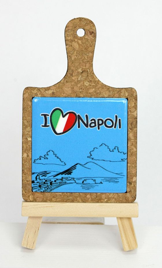 Calamita forma di TAGLIERE in ceramica design NAPOLI 7X11cm BOMBONIERA
