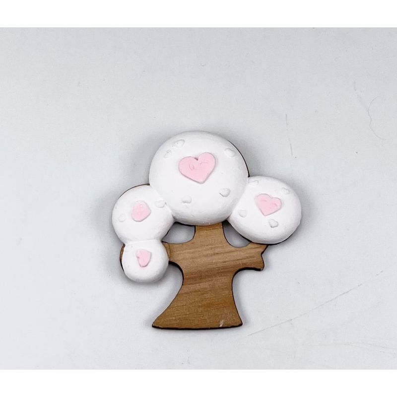 Decorazione BOMBONIERA Albero cuori ROSA in gesso e legno 4.5 cm