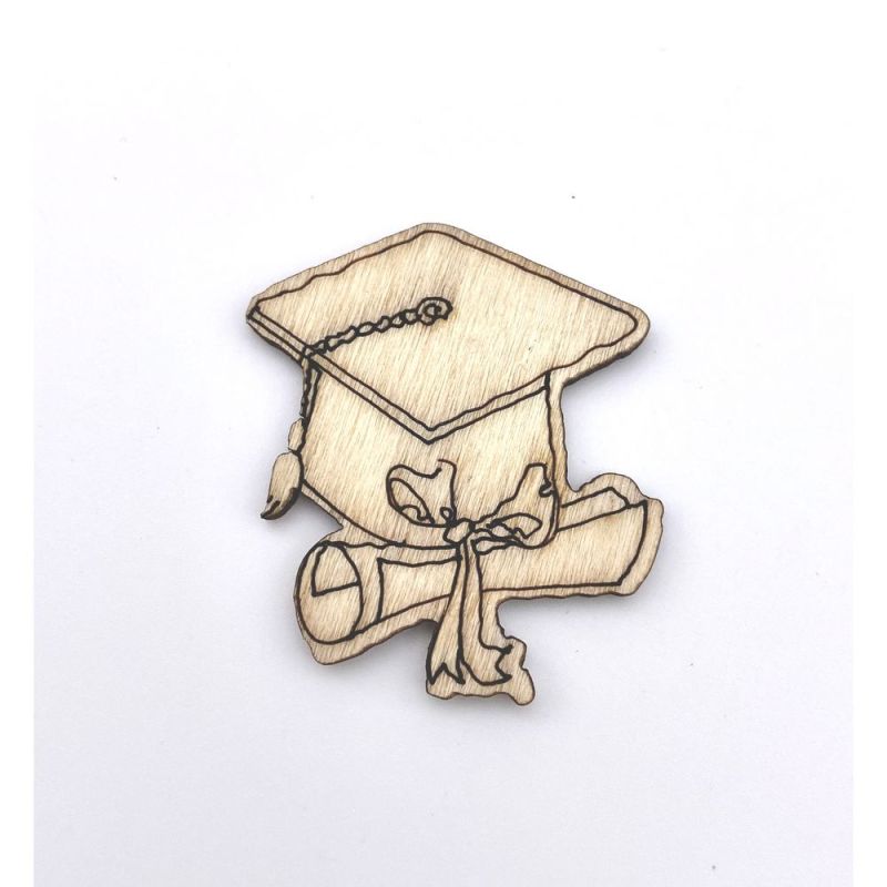 10 PZ TOCCO LAUREA in legno 3.5 cm decorazione BOMBONIERA