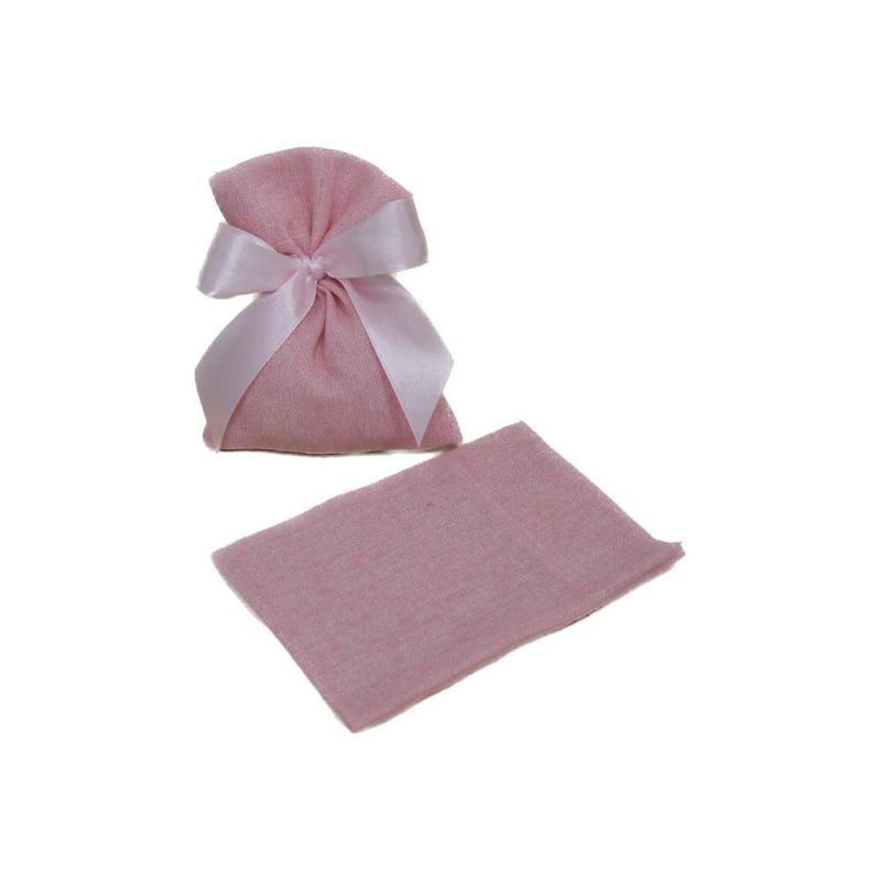 Sacchetto portaconfetti panama ROSA 10x13 cm BOMBONIERA made in italy