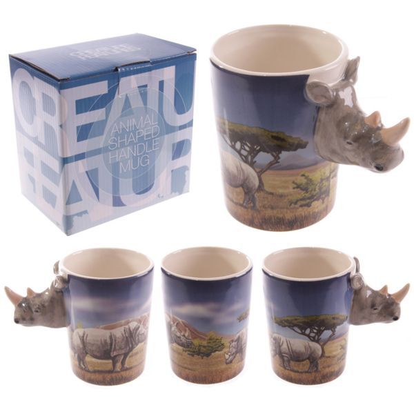 Tazza mug colazione decorata con Manico a forma di Rinoceronte