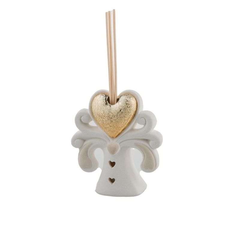 Profumatore ALBERO DELLA VITA Cuore ORO con luce led 11.5 cm BOMBONIERA