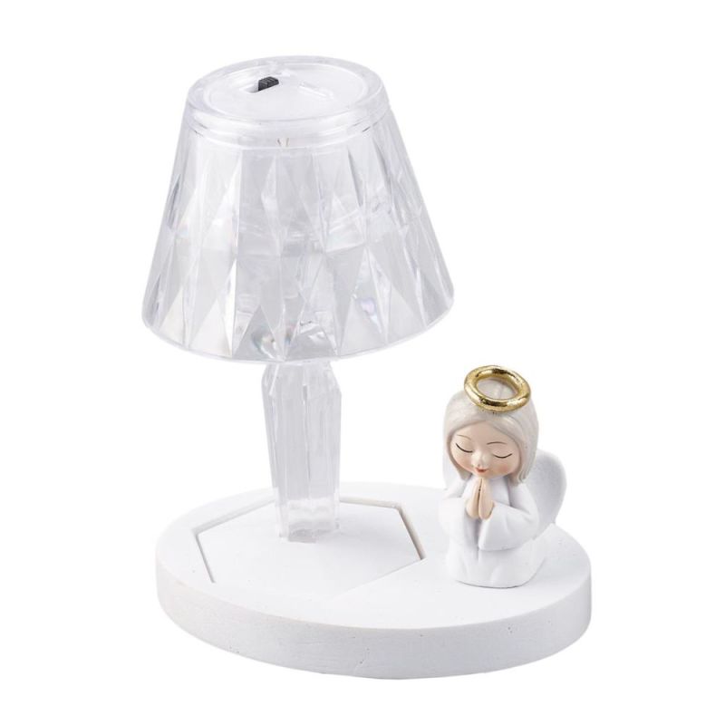 Angelo Angioletto in resina con LAMPADA led 12.5cm BOMBONIERA