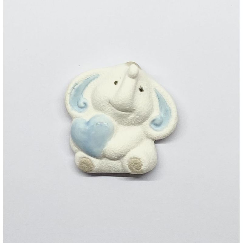 Calamita ELEFANTE Elefantino CELESTE in ceramica biscottata BOMBONIERA