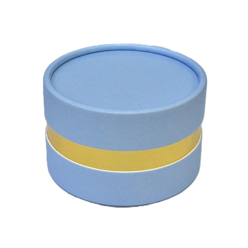 Scatola Portaconfetti CELESTE e ORO rotonda 8x5 cm BOMBONIERA