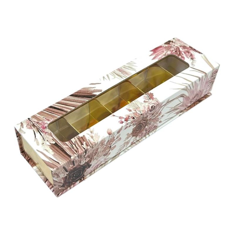 Scatola degustazione portaconfetti FLOWER 18.5x5.4x3.6 cm BOMBONIERA