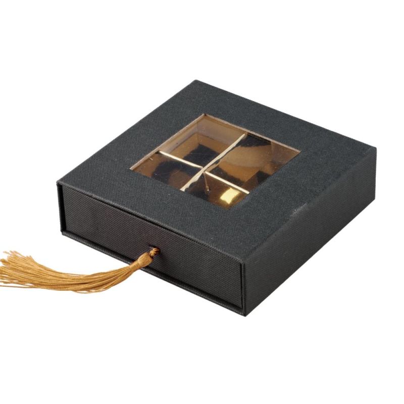 Scatola degustazione confetti TELATA NERA 12x12x4 cm BOMBONIERA LAUREA