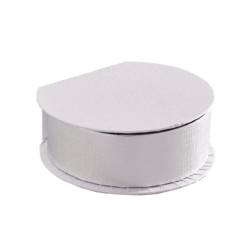 Scatola TONDA Portaconfetti Bianco Glitter e ARGENTO 12x4 cm BOMBONIERA