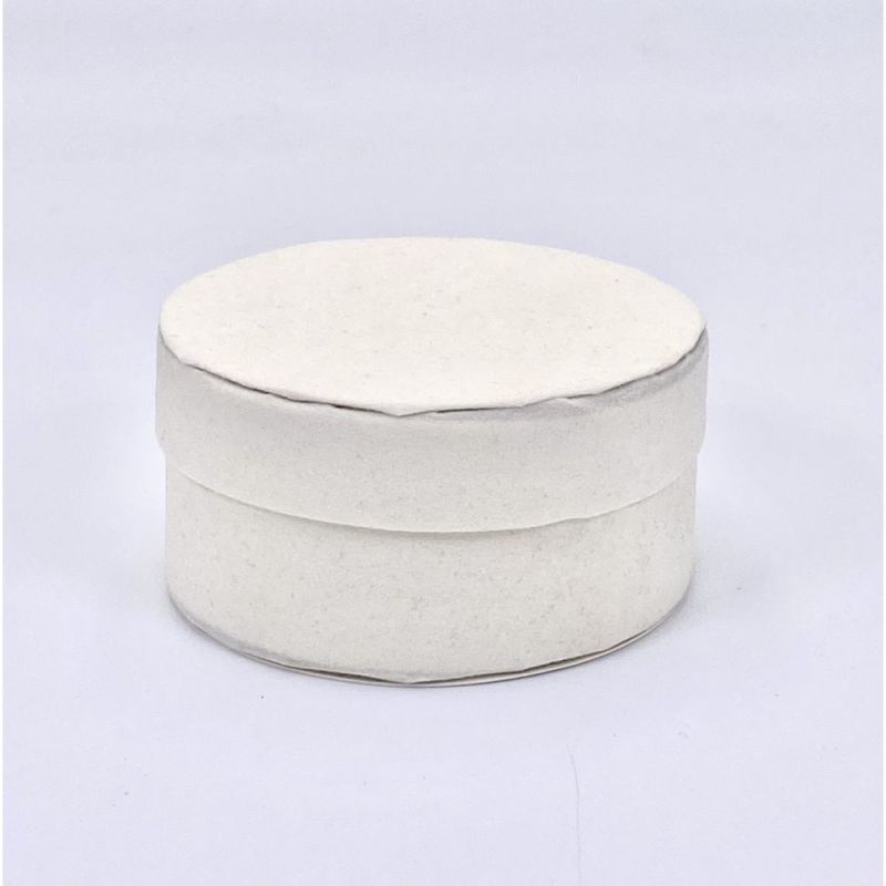 Scatolina portaconfetti tonda velluto CREMA 7.5 cm BOMBONIERA