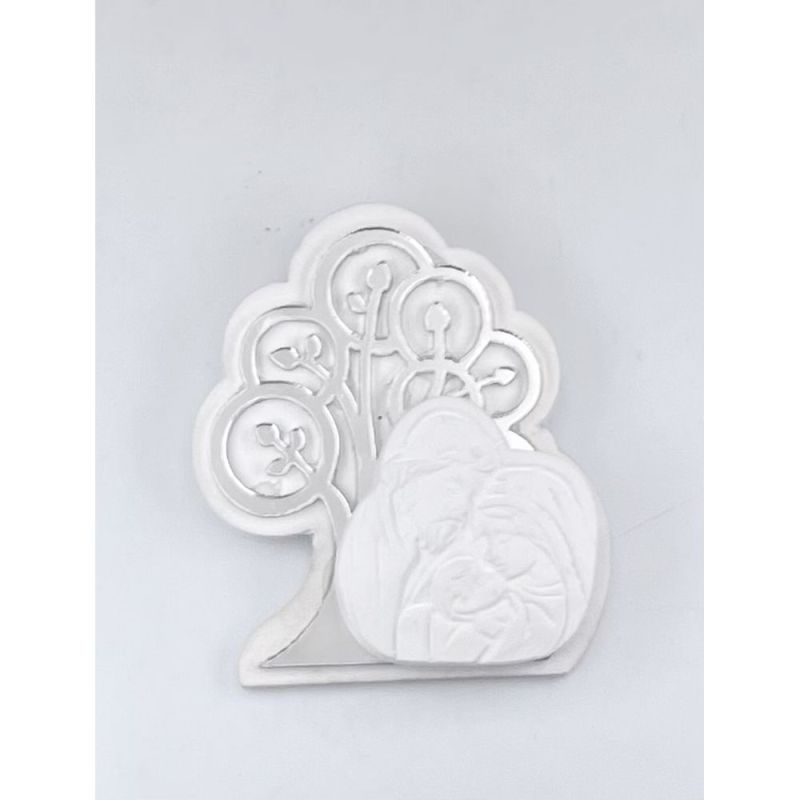 Calamita ALBERO plexi ARGENTO con SACRA FAMIGLIA 5 cm BOMBONIERA
