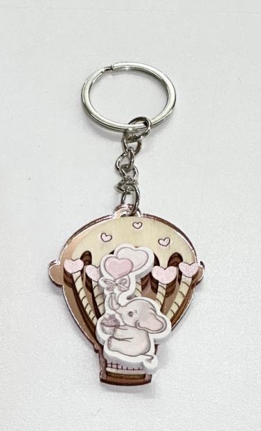 Portachiavi MONGOLFIERA ELEFANTE ROSA 5 cm BOMBONIERA