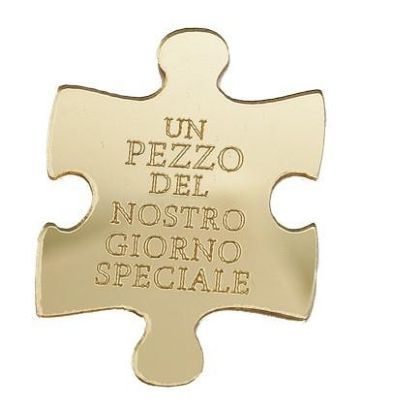 PUZZLE in plexiglass ORO con frase 4.5x4 cm decorazione BOMBONIERA
