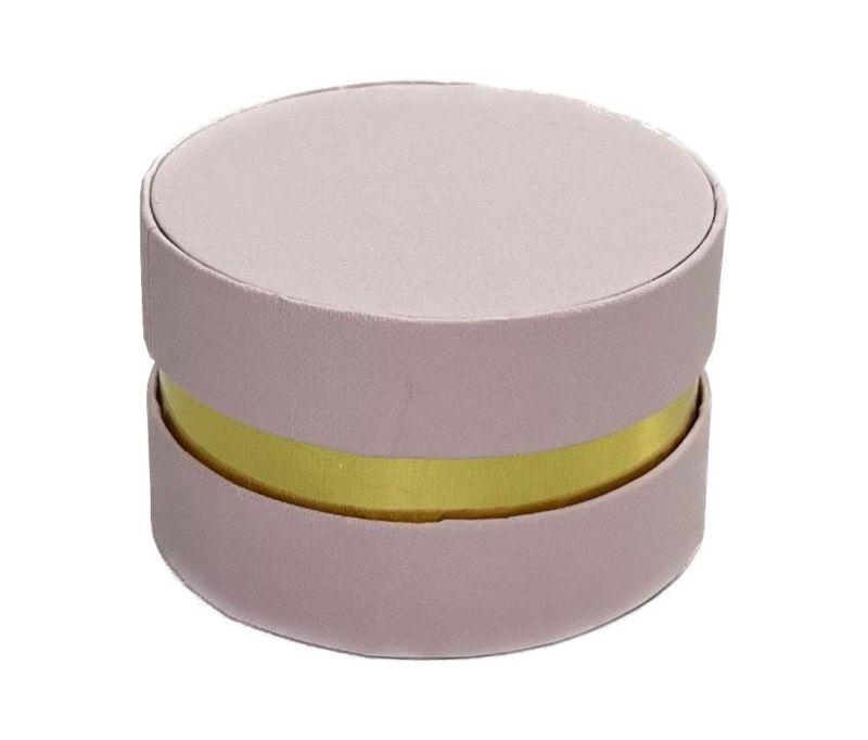 Scatola portaconfetti ROSA con bordo ORO rotonda 8 cm BOMBONIERA